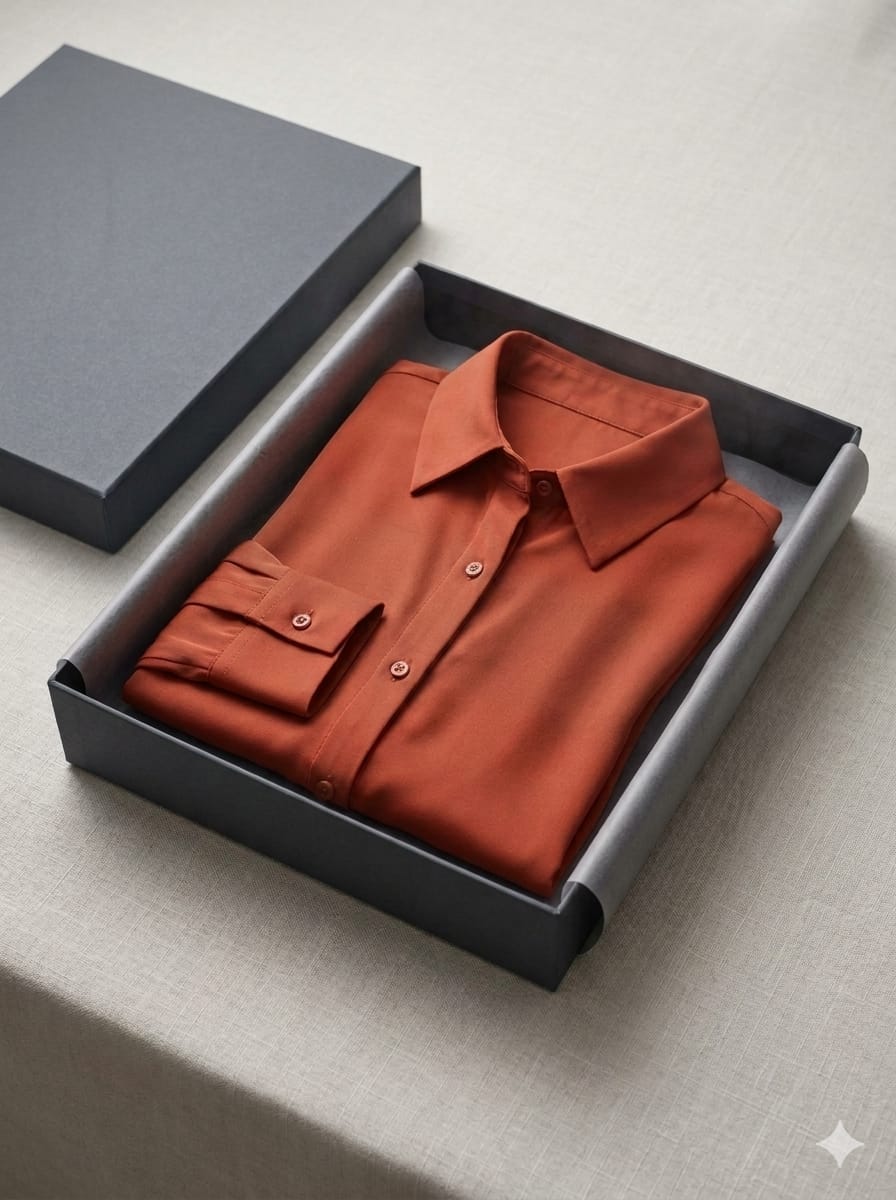 Classic Rust Orange Button-Down Shirt for Women