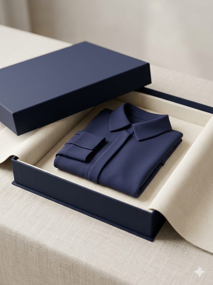 women navy blue full sleeve formal shirt with concealed placket
