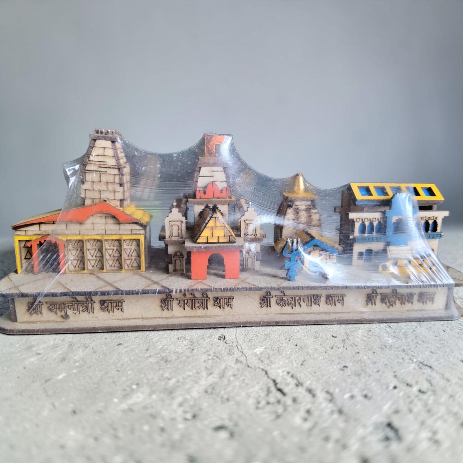 Char Dham Wooden Temple Miniature Showpiece — image 2