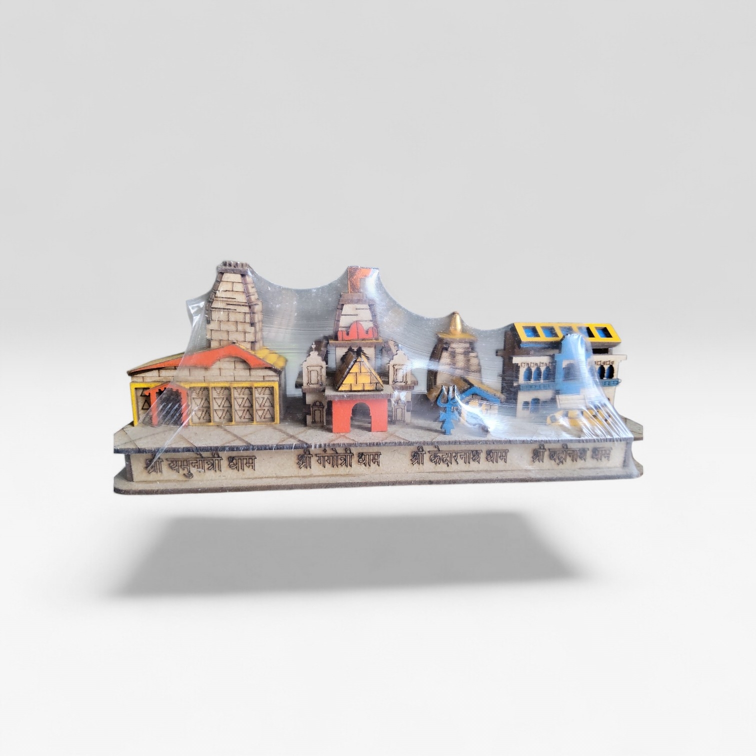 Char Dham Wooden Temple Miniature Showpiece — image 3